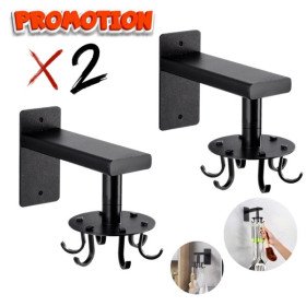 Pack 2 Support de rangement rotatif 360 a 8 crochets en acier inoxydable