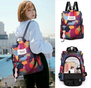 Sac à dos oxford Antivol étanche pour femmes – multicouleur – حقيبة ظهر أكسفورد مقاومة للماء ومضادة للسرقة للنساء