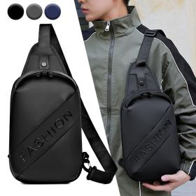  Sac de poitrine décontracté pour hommes avec bandoulière Noir